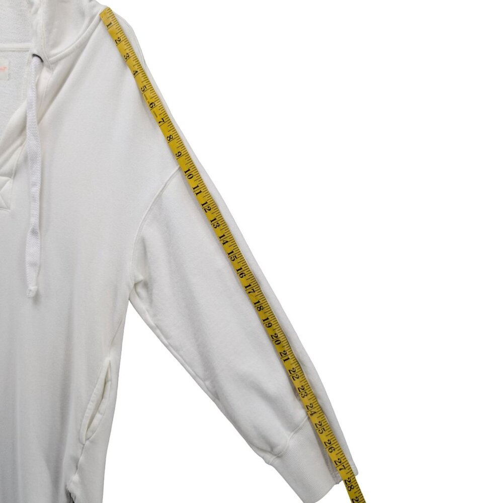 Free People Spur of the Moment Hoodie Womens White Long Pockets Zip Sides Sz XS - Picture 8 of 12